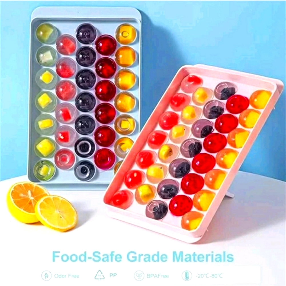 2pc Set Ice Cube Ball Shaped Maker Tray With Covers